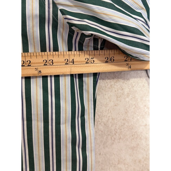 Brooks Brothers Country Club Mens XL Button Down Shirt‎ Green Stripe Cotton - Picture 6 of 7